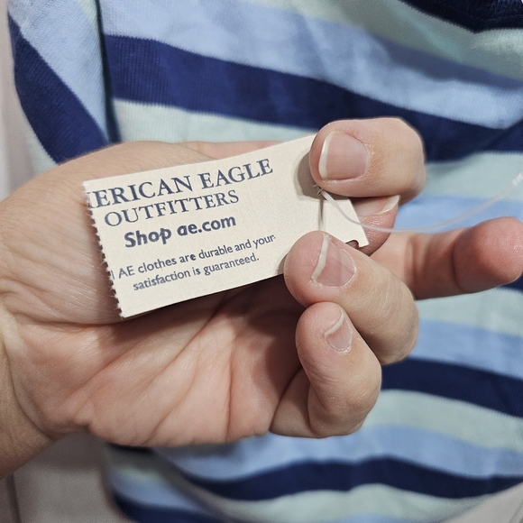 NWT Vintage Y2K American Eagle Blue Stripe Knit Tank Top Size Large Deadstock. - Picture 5 of 6